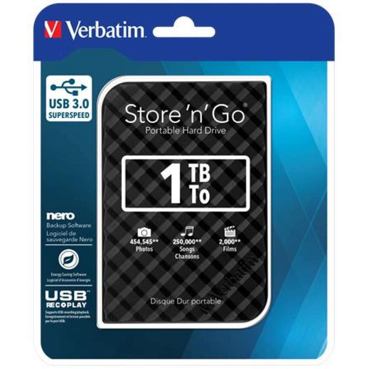 25 HDD (merevlemez) 1TB USB 3.0 VERBATIM Store n Go fekete