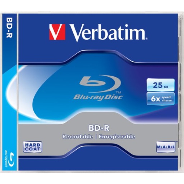 BD-R BluRay lemez 25GB 6x 1 db normál tok VERBATIM