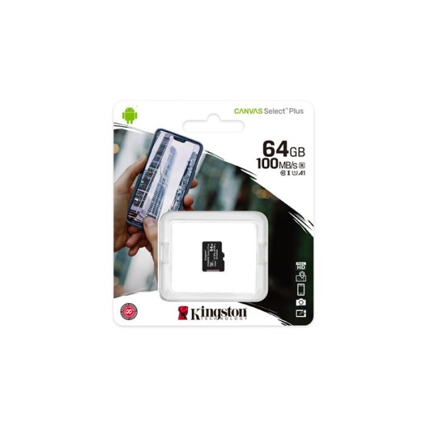 Memóriakártya microSDXC64GB CL10/UHS-I/U1/V10/A1 KINGSTON Canvas Select Plus