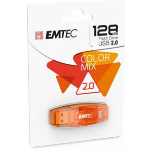 Pendrive 128GB USB 2.0 EMTEC C410 Color narancssárga
