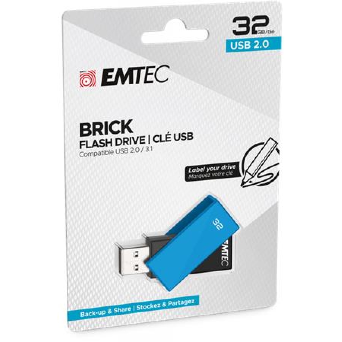 Pendrive 32GB USB 2.0 EMTEC C350 Brick kék