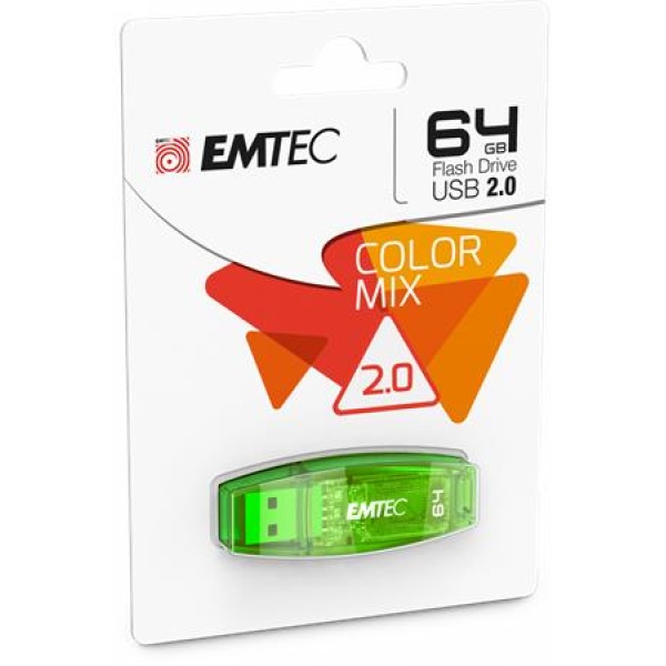 Pendrive 64GB USB 2.0 EMTEC C410 Color zöld