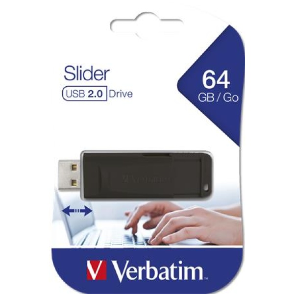 Pendrive 64GB USB 2.0 VERBATIM Slider fekete