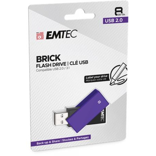 Pendrive 8GB USB 2.0 EMTEC C350 Brick lila