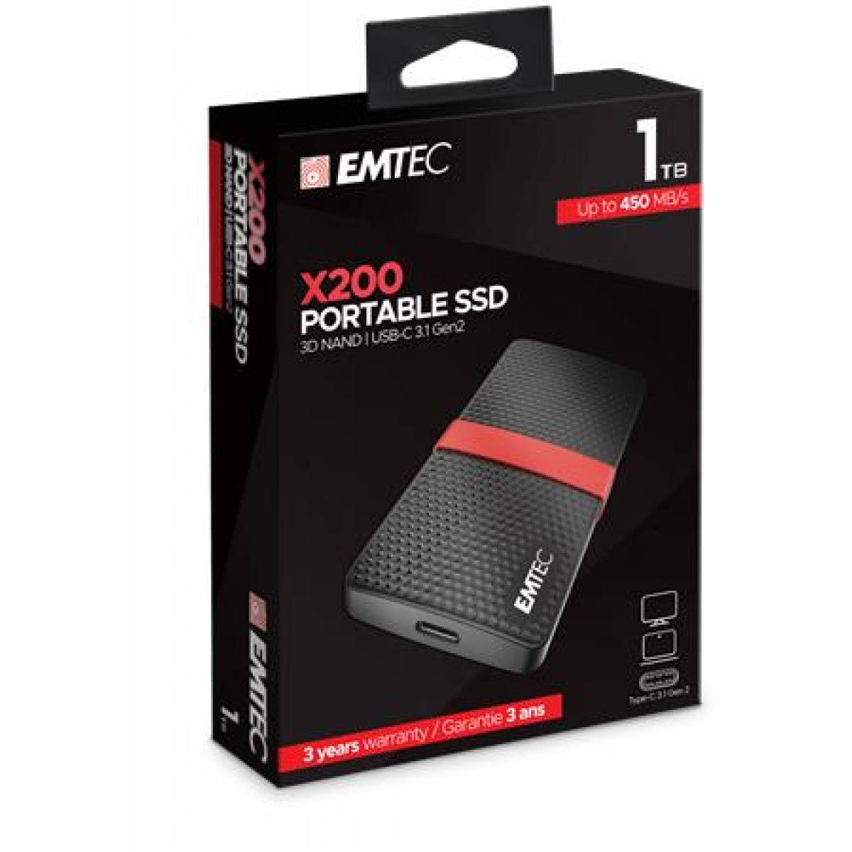 SSD (külső memória) 1TB USB 3.2 420/450 MB/s EMTEC X200