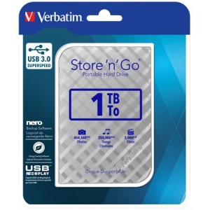 25 HDD (merevlemez) 1TB USB 3.0 VERBATIM Store n Go ezüst
