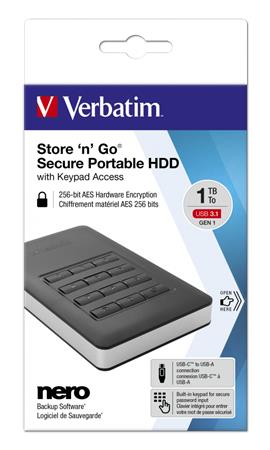 VERBATIM 1TB USB 3.1 Hordozható Hardveres Titkosítású Merevlemez VERBATIM 1TB USB 3.1 Hordozható Hardveres Titkosítású Merevlemez