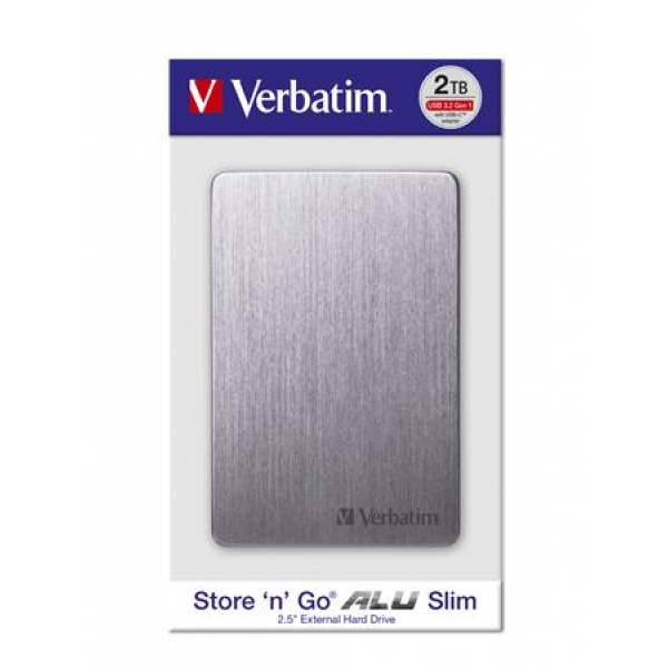 25 HDD (merevlemez) 2TB USB 3.2 alumínium borítás VERBATIM Store n Go szürke