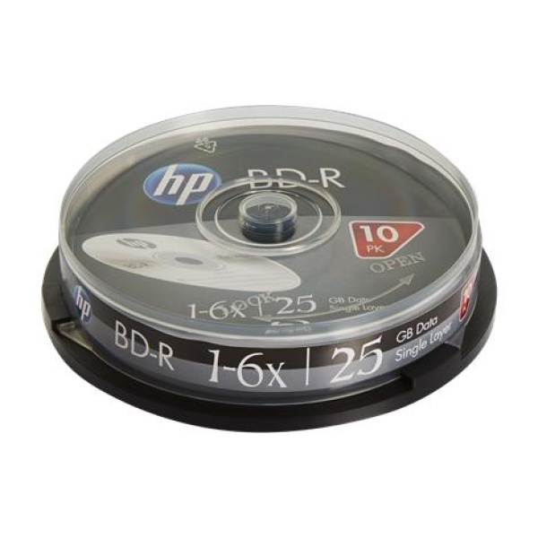 BD-R BluRay lemez 25GB 6x 10 db hengeren HP