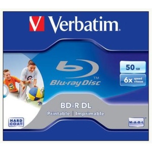 BD-R BluRay lemez kétrétegű nyomtatható 50GB 6x 1 db normál tok VERBATIM
