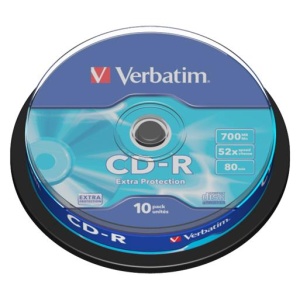CD-R lemez 700MB 52x 10 db hengeren VERBATIM  DataLife