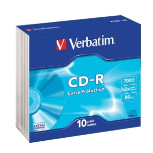 CD-R lemez 700MB 52x 10 db vékony tok VERBATIM  DataLife