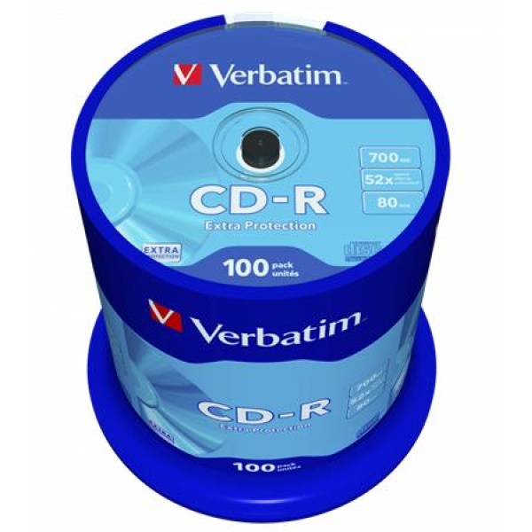 CD-R lemez 700MB 52x 100 db hengeren VERBATIM DataLife