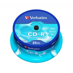 CD-R lemez 700MB 52x 25 db hengeren VERBATIM  DataLife