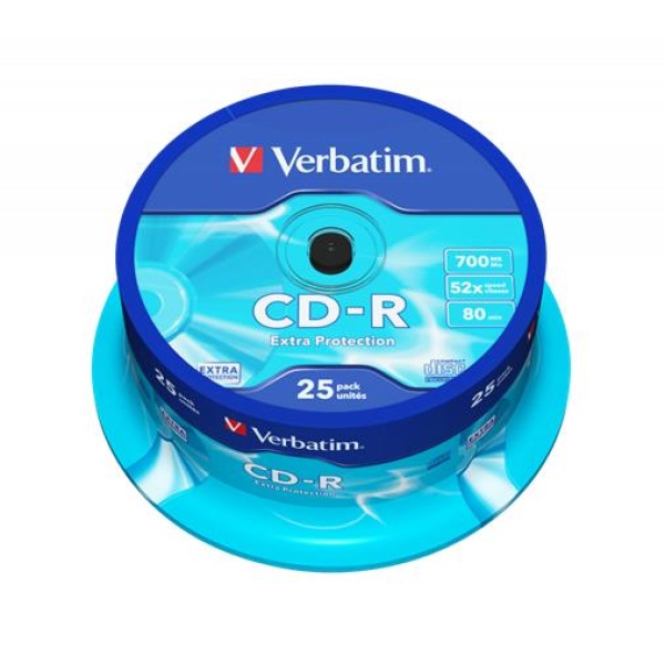 VERBATIM DataLife CD-R 700MB 52x 25 db orsó Extra Protection VERBATIM DataLife CD-R 700MB 52x 25 db orsó Extra Protection