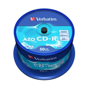 CD-R lemez Crystal bevonat AZO 700MB 52x 50 db hengeren VERBATIM  DataLife Plus