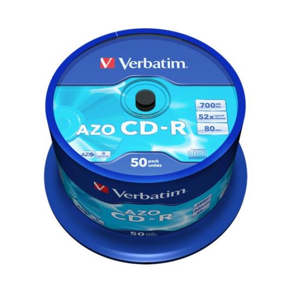 CD-R lemez Crystal bevonat AZO 700MB 52x 50 db hengeren VERBATIM DataLife Plus