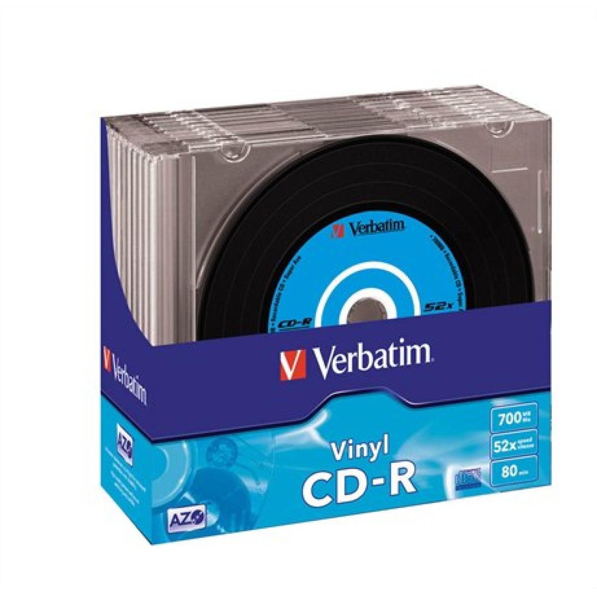 CD-R lemez bakelit lemez-szerű felület AZO 700MB 52x 10 db vékony tok VERBATIM Vinyl