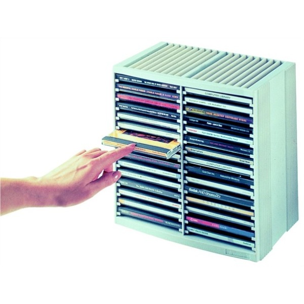 CD-tároló automata kiemelőrendszerű 30+18 db-os FELLOWES Spring platinaszürke