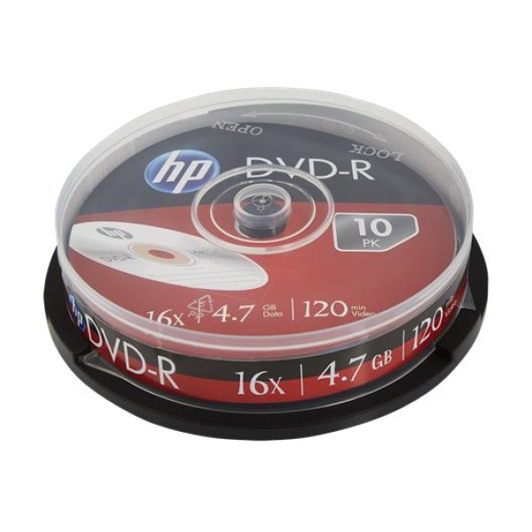 DVD-R lemez 47 GB 16x 10 db hengeren HP DVD-R lemez 47 GB 16x 10 db hengeren HP