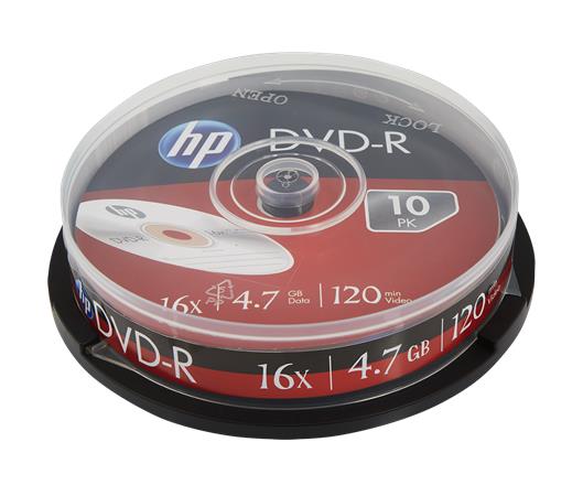 DVD-R lemez 47 GB 16x 10 db hengeren HP DVD-R lemez 47 GB 16x 10 db hengeren HP