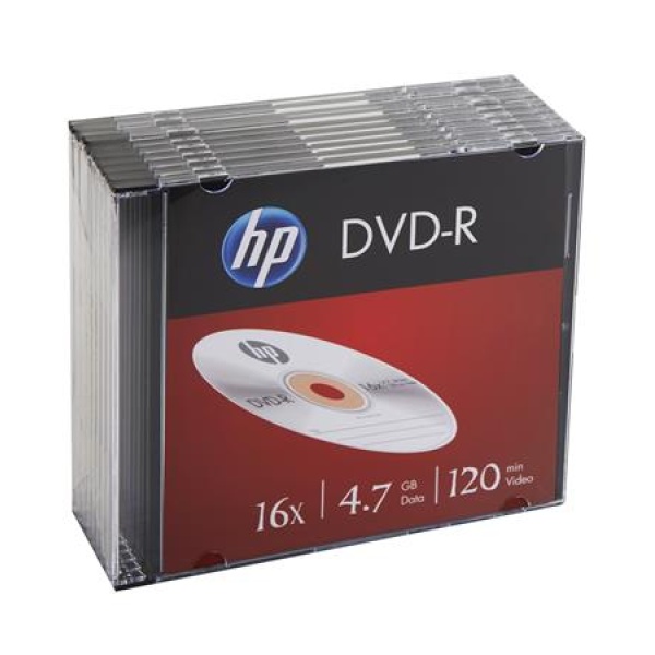 DVD-R lemez 47 GB 16x 10 db vékony tok HP