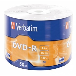 DVD-R lemez 47GB 16x 50 db zsugor csomagolás VERBATIM