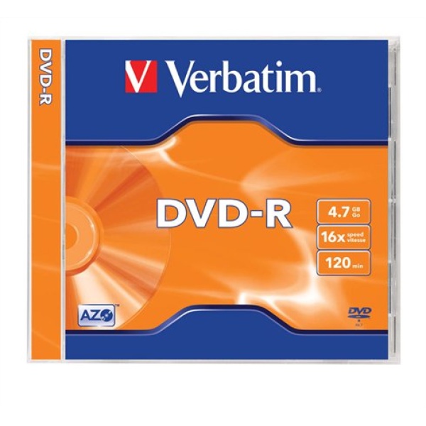 Verbatim DVD-R AZO 47GB 16x 1 db normál tok Verbatim DVD-R AZO 47GB 16x 1 db normál tok