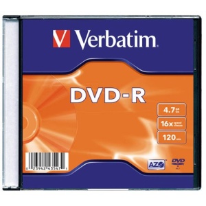 DVD-R lemez AZO 47GB 16x 1 db vékony tok VERBATIM
