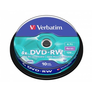 DVD-RW lemez újraírható 47GB 4x 10 db hengeren VERBATIM