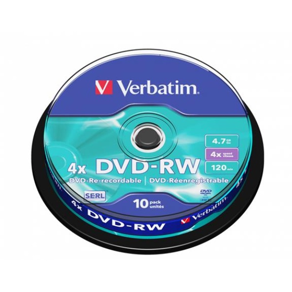 DVD-RW lemez újraírható 47GB 4x 10 db hengeren VERBATIM