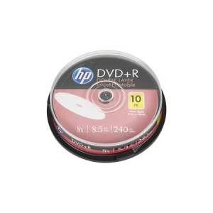 DVD+R lemez nyomtatható kétrétegű 85GB 8x 10 db hengeren HP
