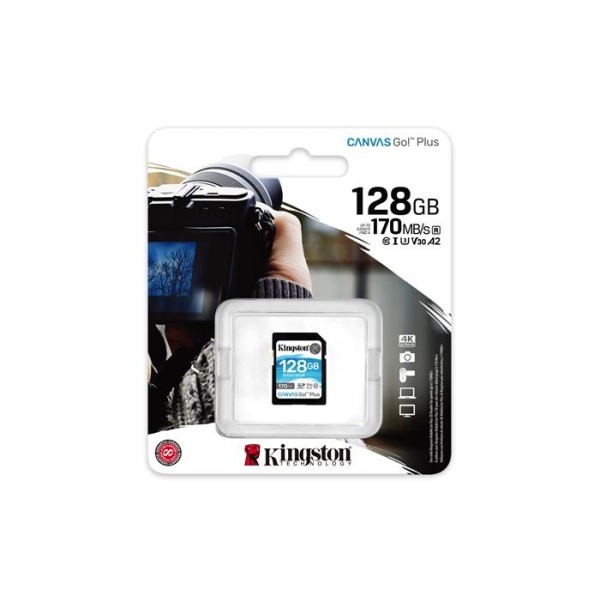Memóriakártya SDXC 128GB C10/UHS-I/U3/V30 KINGSTON Canvas Go! Plus