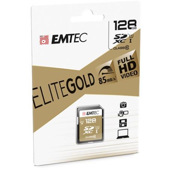 Memóriakártya SDXC 128GB UHS-I/U1 85/20 MB/s EMTEC Elite Gold Memóriakártya SDXC 128GB UHS-I/U1 85/20 MB/s EMTEC Elite Gold