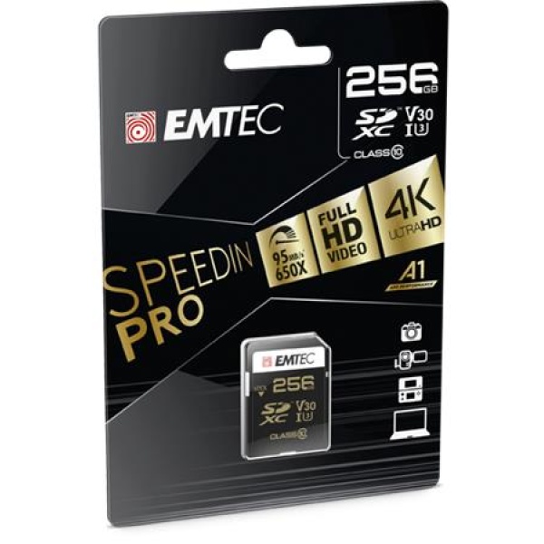 Memóriakártya SDXC 256GB UHS-I/U3/V30 95/85 MB/s EMTEC SpeedIN