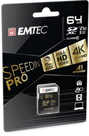 Memóriakártya SDXC 64GB UHS-I/U3/V30 95/85 MB/s EMTEC SpeedIN Memóriakártya SDXC 64GB UHS-I/U3/V30 95/85 MB/s EMTEC SpeedIN
