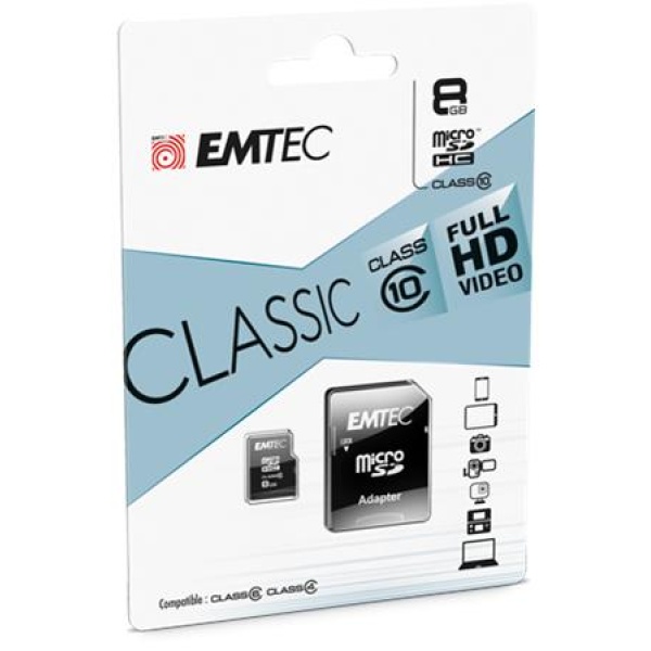 EMTEC Classic microSD 8GB Memóriakártya Class 10 EMTEC Classic microSD 8GB Memóriakártya Class 10