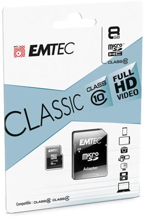 EMTEC Classic microSD 8GB Memóriakártya Class 10 EMTEC Classic microSD 8GB Memóriakártya Class 10