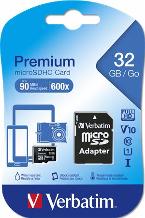 Verbatim microSDHC 32GB U1 90MB/s memória kártya adapterrel Verbatim microSDHC 32GB U1 90MB/s memória kártya adapterrel