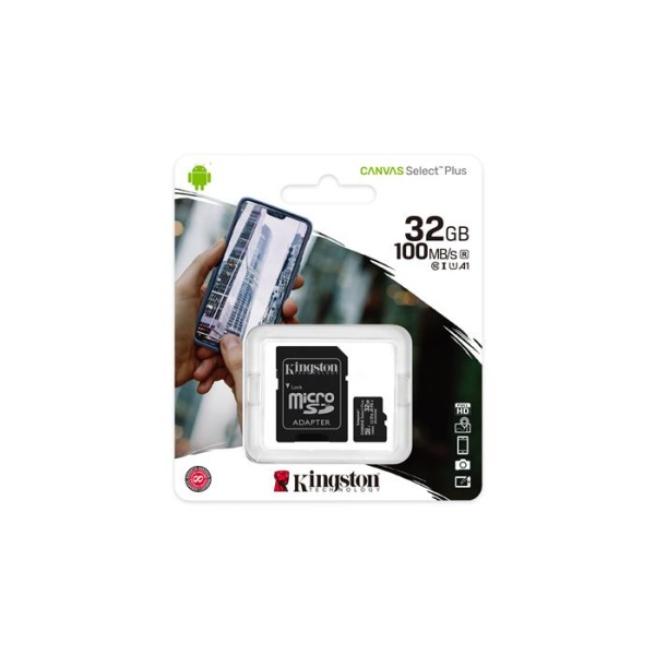 Memóriakártya microSDHC 32GB CL10/UHS-I/U1/V10/A1 adapter KINGSTON Canvas Select Plus