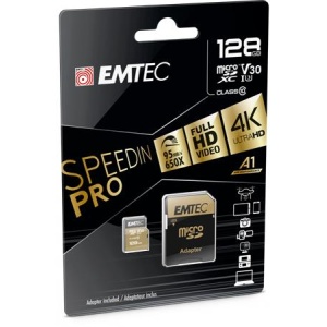 Memóriakártya microSDXC 128GB UHS-I/U3/V30/A2 100/95 MB/s adapter EMTEC  SpeedIN