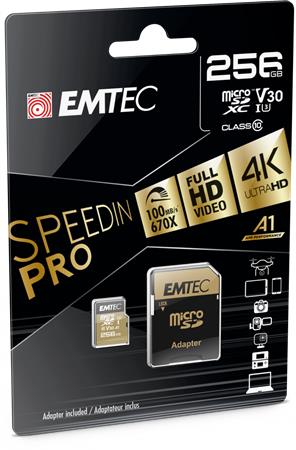 EMTEC SpeedIN microSDXC 256GB memóriakártya 100/95 MB/s adapterrel EMTEC SpeedIN microSDXC 256GB memóriakártya 100/95 MB/s adapterrel