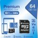 Memóriakártya microSDXC 64GB CL10/U1 90/10 MB/s adapter VERBATIM  Premium