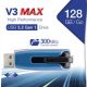 Pendrive 128GB USB 3.2 175/80 MB/s VERBATIM  V3 MAX  kék-fekete