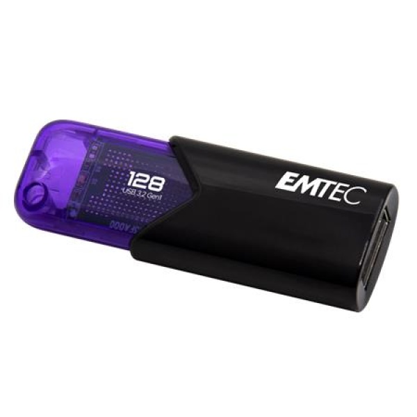 Pendrive 128GB USB 3.2 EMTEC B110 Click Easy fekete-lila