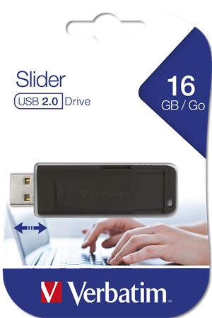 Verbatim Slider 16GB USB 2.0 Pendrive Fekete Verbatim Slider 16GB USB 2.0 Pendrive Fekete