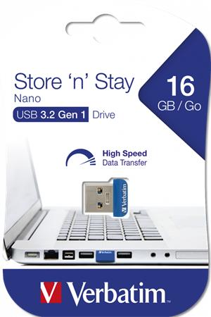 Verbatim Store 'n' Stay NANO USB 3.2 Pendrive 16GB Verbatim Store 'n' Stay NANO USB 3.2 Pendrive 16GB