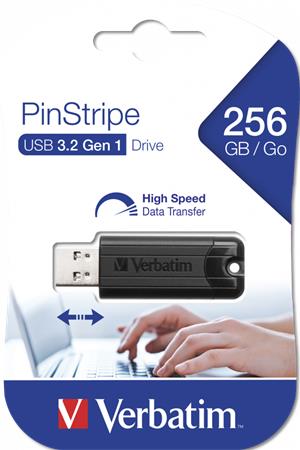 Verbatim Pinstripe 256GB USB 3.2 Pendrive Fekete Verbatim Pinstripe 256GB USB 3.2 Pendrive Fekete