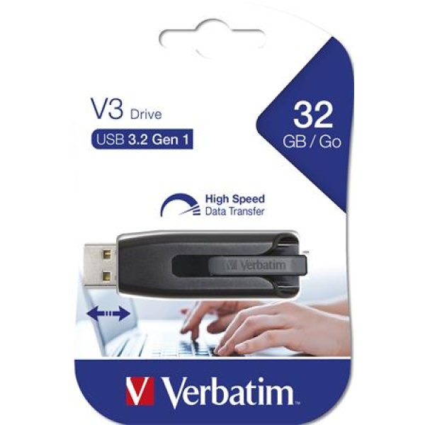 Pendrive 32GB USB 3.2 60/12MB/s VERBATIM V3 fekete-szürke