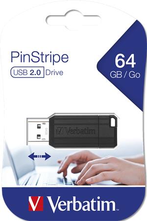 Verbatim PinStripe Pendrive 64GB USB 2.0 fekete Verbatim PinStripe Pendrive 64GB USB 2.0 fekete